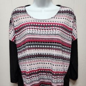 Christopher & Banks‎ Tunic Top Large Striped Slimming Multicolor 3/4 Sleeve B401